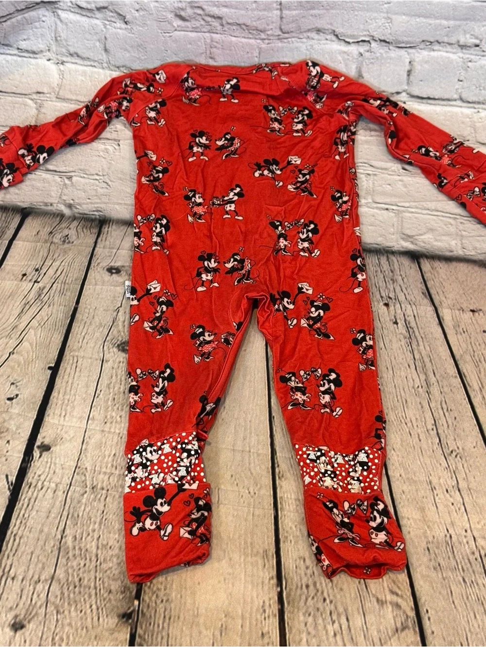 Fletch Valentines Mickey and Minnie Bamboo Zippie Romper